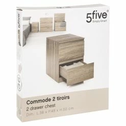 Chevet 2 Tiroirs 38 Cm Dolo Naturel 5five -Ledepot Soldes Magasin commode 2 tiroirs 38 cm naturel 5five 3