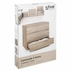 Commode 3 Tiroirs 78 Cm Dolo Naturel 5five -Ledepot Soldes Magasin commode 3 tiroirs 78 cm naturel 5five 2