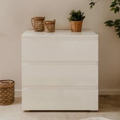 Commode 3 Tiroirs Capetown Blanc 10 Commode 3 Tiroirs Capetown Blanc -Ledepot Soldes Magasin commode 3 tiroirs capetown blanc 3