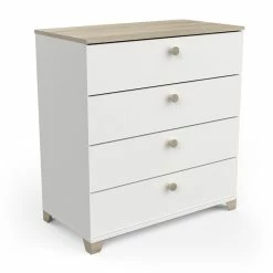 Demeyere Commode 4 Tiroirs Izzy Blanc Et Bois