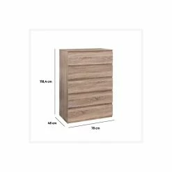 Commode 5 Tiroirs Dolo Naturel 5Five -Ledepot Soldes Magasin commode 5 tiroirs dolo naturel 5five 2