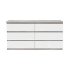 Commode 6 Tiroirs Chelsea Béton Gris Et Blanc -Ledepot Soldes Magasin commode 6 tiroirs chelsea beton gris et blanc 2