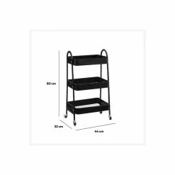 Desserte 3 Niveaux à Roulettes Métal Noir 5Five -Ledepot Soldes Magasin desserte 3 niveaux a roulettes metal noir 5five 3