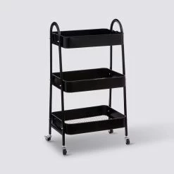 Desserte 3 Niveaux à Roulettes Métal Noir 5Five -Ledepot Soldes Magasin desserte 3 niveaux a roulettes metal noir 5five 4