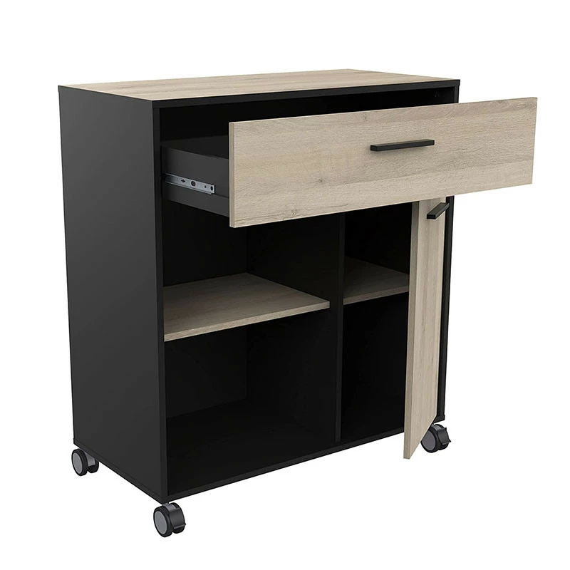 Demeyere Desserte De Cuisine 1 Tiroir 1 Porte Mint Noir Et Bois 4 Demeyere Desserte De Cuisine 1 Tiroir 1 Porte Mint Noir Et Bois – Image 2