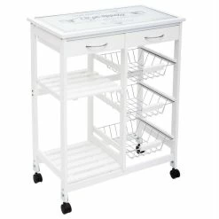 ATMOSPHERA Desserte De Cuisine Verre Blanc Modèle GUSTAF