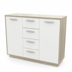 Demeyere Buffet Bas 2 Portes 4 Tiroirs Léo -Ledepot Soldes Magasin enfilade 2 portes 4 tiroirs leo 1 4
