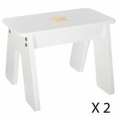 Ensemble Table + 2 Tabourets Enfant Blanc Doré Dream Atmosphera -Ledepot Soldes Magasin ensemble table 2 tabourets enfant blanc dore dream atmosphera 3