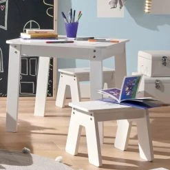 Ensemble Table + 2 Tabourets Enfant Blanc Gris Dream Atmosphera 10 Ensemble Table + 2 Tabourets Enfant Blanc Gris Dream Atmosphera -Ledepot Soldes Magasin ensemble table tabourets enfant blanc gris dream atmosphera 2