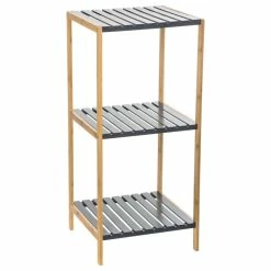 Etagère 4 Niveaux Salle Bain Varia Gris Bambou -Ledepot Soldes Magasin etagere 4 niveaux salle bain varia gris bambou 2