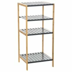 Etagère 4 Niveaux Salle Bain Varia Gris Bambou