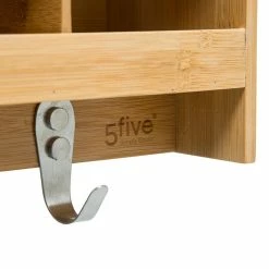 Etagère Murale Bambou Avec Crochets 5Five -Ledepot Soldes Magasin etagere murale bambou avec crochets 5five 2