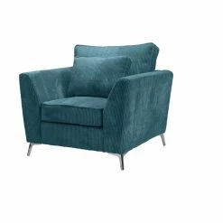 Fauteuil Isla Velours Côtelé Bleu -Ledepot Soldes Magasin fauteuil isla velours bleu 1