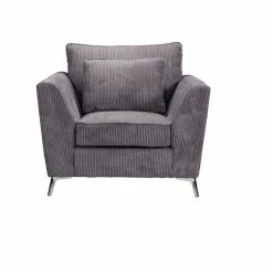 Fauteuil Isla Velours Côtelé Gris -Ledepot Soldes Magasin fauteuil isla velours gris 1 3