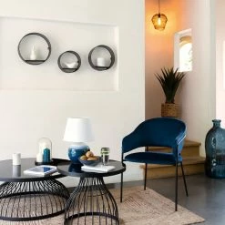 Fauteuil Velours Bleu Siron Atmosphera -Ledepot Soldes Magasin fauteuil velours bleu atmosphera 1