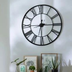 Horloge Chiffres Romains Vintage 70 Cm Noir Atmosphera -Ledepot Soldes Magasin horloge chiffres romains vintage 70 cm noir 2