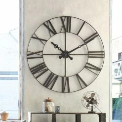 Horloge Métal Chiffres Romains Chocolat Atmosphera -Ledepot Soldes Magasin horloge metal chiffres romains chocolat 1