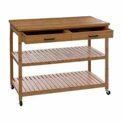 Ilot De Cuisine 2 Tiroirs Bambou Linha 5Five -Ledepot Soldes Magasin ilot de cuisine 2 tiroirs bambou linha atmosphera 2