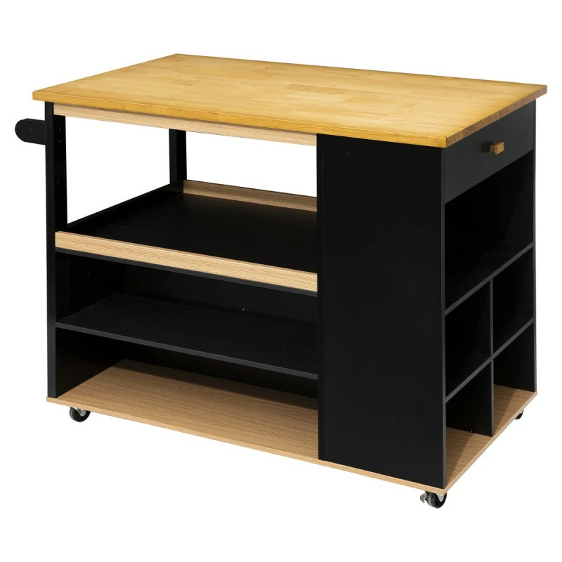 Ilot De Cuisine Noir Et Naturel 5Five 3 Ilot De Cuisine Noir Et Naturel 5Five