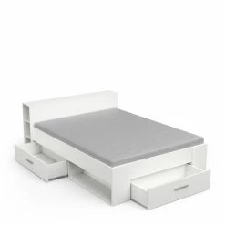 Demeyere Lit 140x190 Cm Pocket Blanc -Ledepot Soldes Magasin lit 2 places polly blanc 3