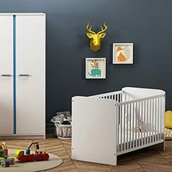 Demeyere Lit à Barreaux 60x120 Avec Sommier Reverso Blanc -Ledepot Soldes Magasin lit a barreaux 60x120 avec sommier reverso blanc 1