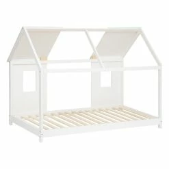 Lit Cabane Enfant Pin Blanc 90x190 Atmosphera -Ledepot Soldes Magasin lit cabane enfant pin blanc 90x190 atmosphera 1 2