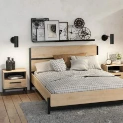 Demeyere Lit Double 160x200 Craft Noir Et Bois 5 Demeyere Lit Double 160x200 Craft Noir Et Bois -Ledepot Soldes Magasin lit double 160x200 craft noir et bois 1