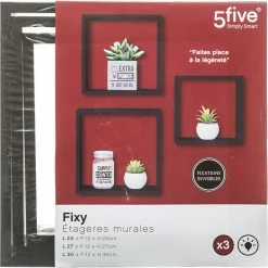 Lot De 3 étagères Murales Coloris Noir 5Five -Ledepot Soldes Magasin lot de 3 etageres murales coloris noir 5five 2