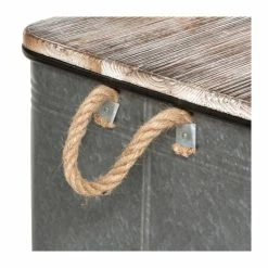 Lot De 3 Malles Métal Gris Plateau Bois Atmosphera -Ledepot Soldes Magasin lot de 3 malles metal gris plateau bois atmosphera 1 8