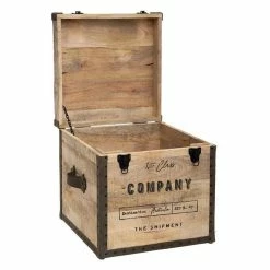 Malle Pouf Vintage En Bois Atmosphera -Ledepot Soldes Magasin malle pouf vintage en bois atmosphera 2