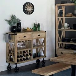 Meuble Bar 2 Tiroirs Sur Roues Silas Atmosphera -Ledepot Soldes Magasin meuble bar 2 tiroirs sur roues silas atmosphera 1