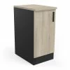 Demeyere Meuble Bas 1 Porte 40 Cm Origan Noir Et Bois -Ledepot Soldes Magasin meuble bas 1 porte 40 cm origan noir et bois