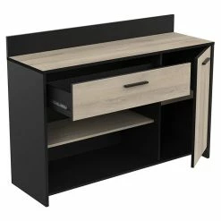 Demeyere Meuble Bas De Cuisine Aroma Noir Et Bois -Ledepot Soldes Magasin meuble bas de cuisine aroma noir et bois 1