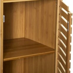 Meuble Bas Salle Bain 1 Porte 1 Niche Bambou Sicela -Ledepot Soldes Magasin meuble bas salle bain 1 porte 1 niche bambou sicela 2