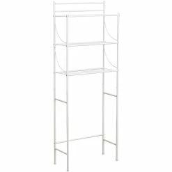 Meuble Dessus WC 3 Tablettes Métal Blanc