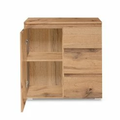 Meuble De Rangement 1 Porte 3 Tiroirs Naturel -Ledepot Soldes Magasin meuble de rangement 1 porte 3 tiroirs naturel image 4