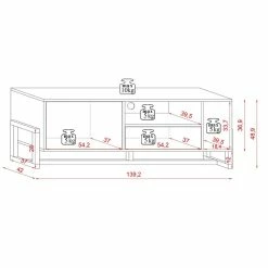 Meuble TV 2 Portes 2 Niches Oslo Blanc 16 Meuble TV 2 Portes 2 Niches Oslo Blanc -Ledepot Soldes Magasin meuble tv 2 portes 2 niches oslo blanc 5