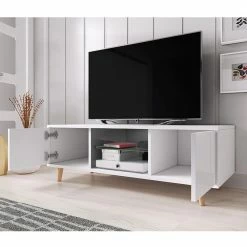 Meuble TV 2 Portes Sweden Blanc -Ledepot Soldes Magasin meuble tv 2 portes sweden blanc 2