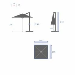 Parasol Décentré Carré Manoa Taupe Hespéride -Ledepot Soldes Magasin parasol decentre carre manoa taupe hesperide 3