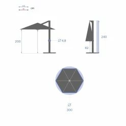 Parasol Décentré Rond Manoa Grenade Hespéride -Ledepot Soldes Magasin parasol decentre rond manoa grenade hesperide 3