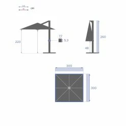 Parasol Déporté Carré Equador Ardoise Hespéride -Ledepot Soldes Magasin parasol deporte carre equador ardoise hesperide 1 7