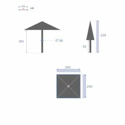 Parasol Droit Carré 2,5x2,5m Soya Grenade Hespéride -Ledepot Soldes Magasin parasol droit carre 25x25m soya grenade hesperide 6