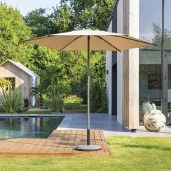Parasol Droit Rond 2,7m Soya Taupe Hespéride