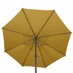 Parasol Mat Central Rond 3m Loompa Moutarde Hespéride -Ledepot Soldes Magasin parasol mat central rond 3m loompa moutarde hesperide 3