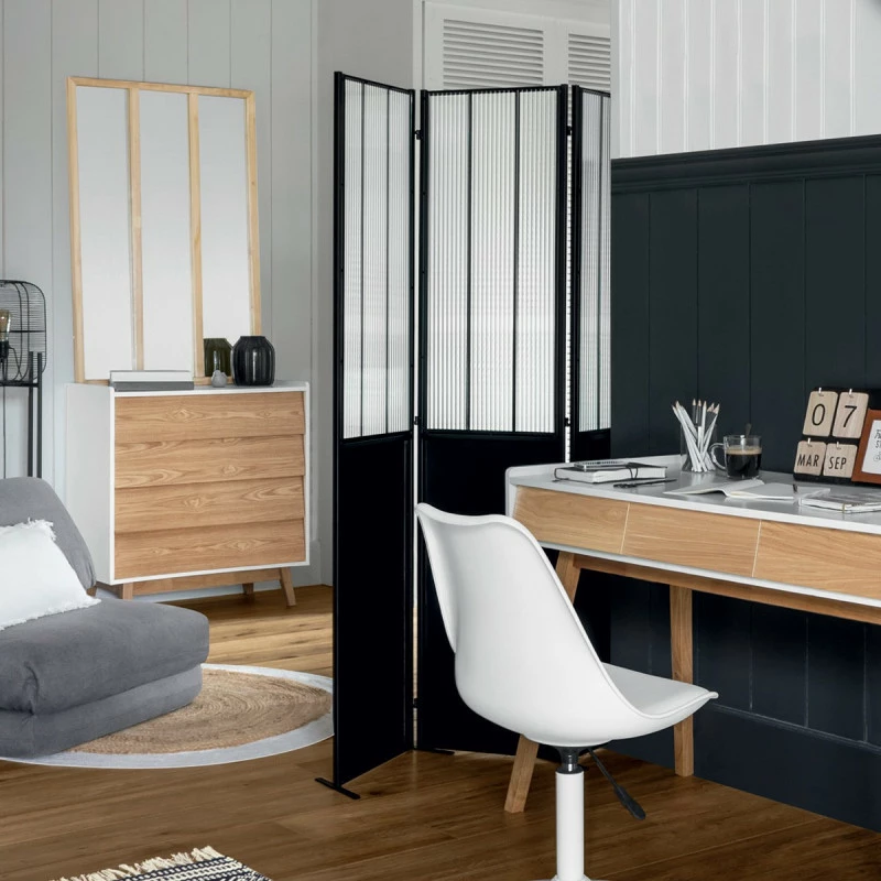 Paravent Atelier Métal Et Verre Trempé Atmosphera 4 Paravent Atelier Métal Et Verre Trempé Atmosphera – Image 2