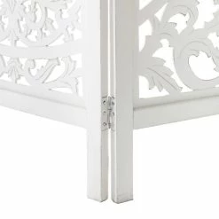 Paravent Blanc Terre Bois Sculpté Atmosphera -Ledepot Soldes Magasin paravent blanc terre bois sculpte atmosphera 2