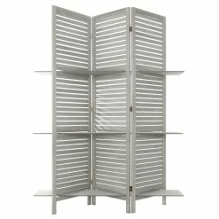 Paravent Bois 3 étagères Gris Atmosphera