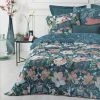 Parure De Lit Amelia Bleu Canard Et Motifs 240x220 Atmosphera -Ledepot Soldes Magasin parure de lit amelia bleu canard et motifs 240x220 atmosphera