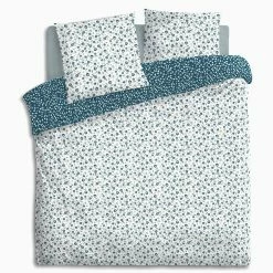 Parure De Lit Fleurs Blanc/bleu 240x220 Atmosphera -Ledepot Soldes Magasin parure de lit fleurs blancbleu 240x220 atmosphera 1