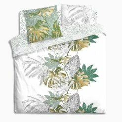 Parure De Lit Monstera Blanc Et Vert 240x220 Atmosphera -Ledepot Soldes Magasin parure de lit monstera blanc et vert 240x220 atmosphera 1